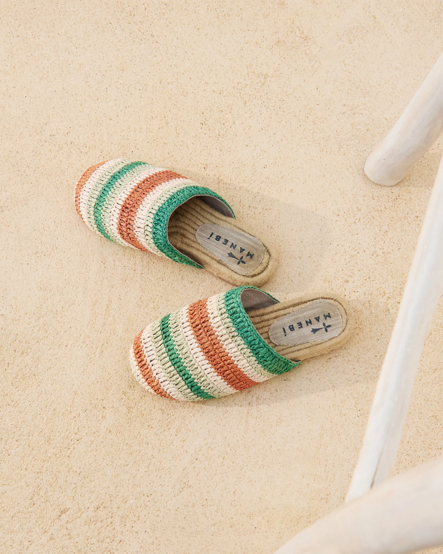 Raffia Crochet Jute Clog Mules - Q67Y0 - Yucatán Pastel Mint And Natural Stripes