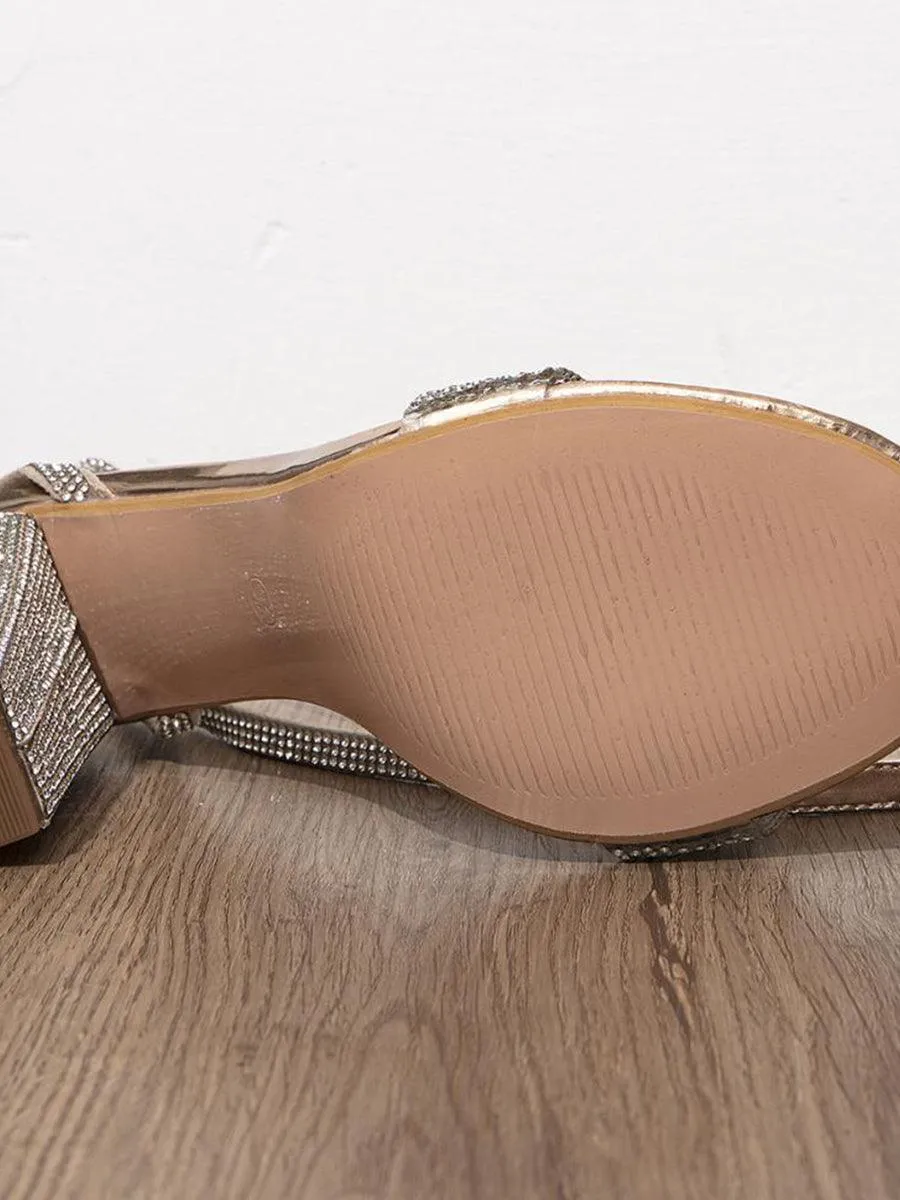 Rhinestone Chunky High Heels MHE4927
