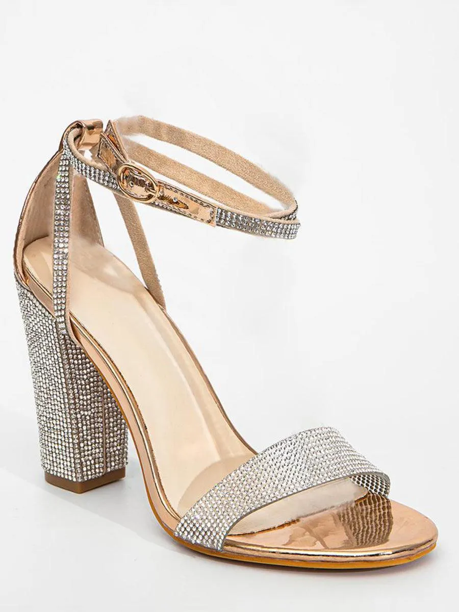 Rhinestone Chunky High Heels MHE4927