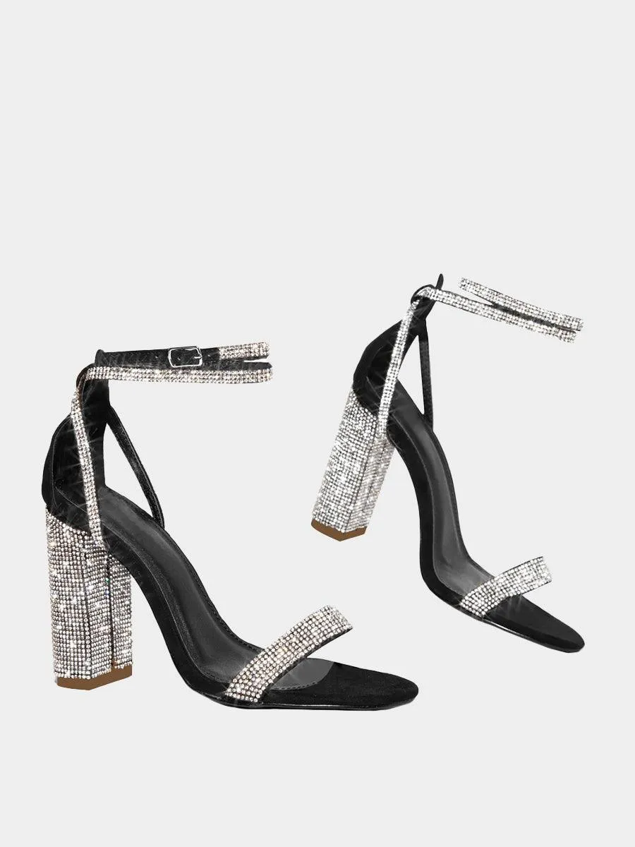 Rhinestone Chunky High Heels MHE4927
