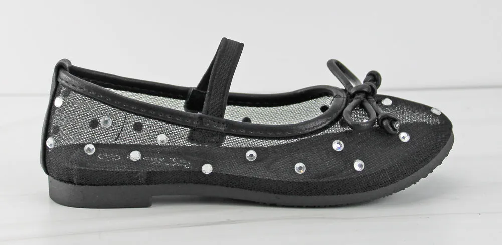Rosario 8k Little Girls Mesh Rhinestone Embellished Flats