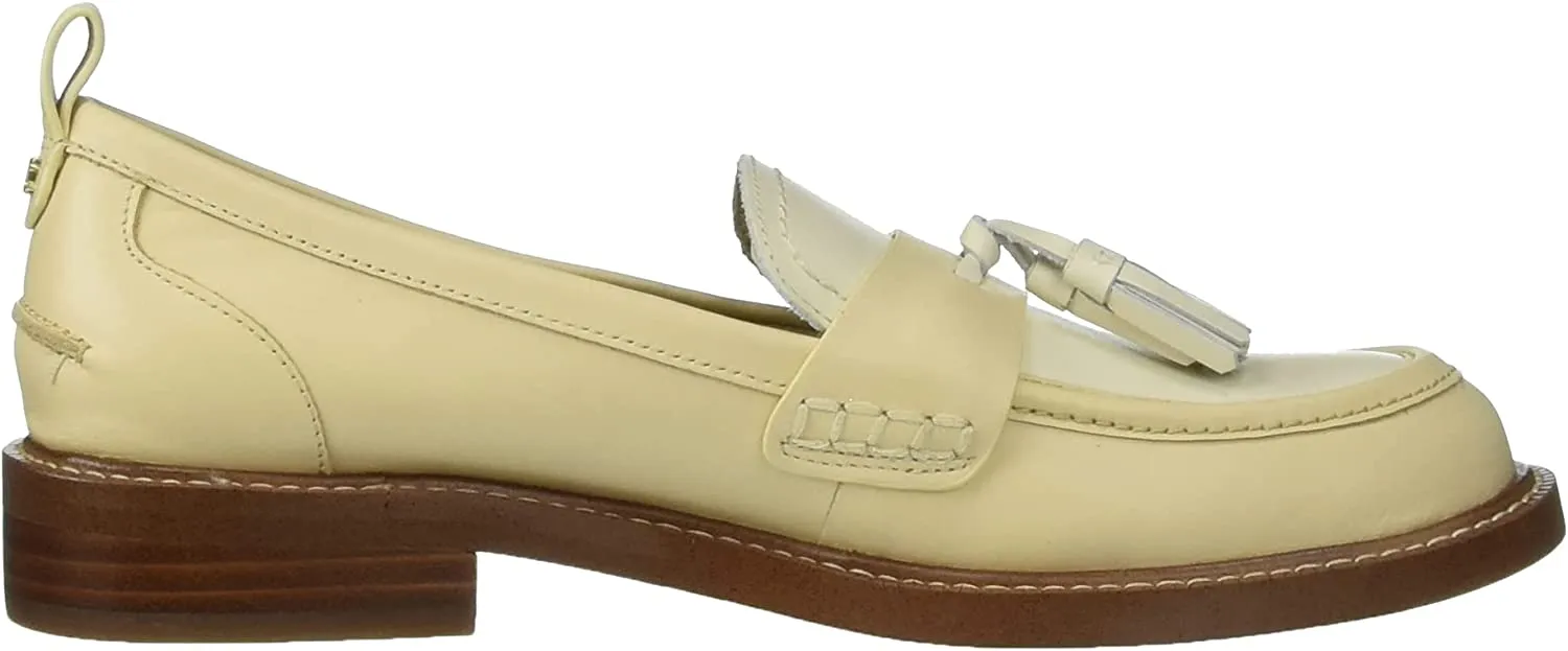 Sam Edelman Caylia Eggshell/Modern Ivory Almond Toe Stacked Heel Slip On Loafers