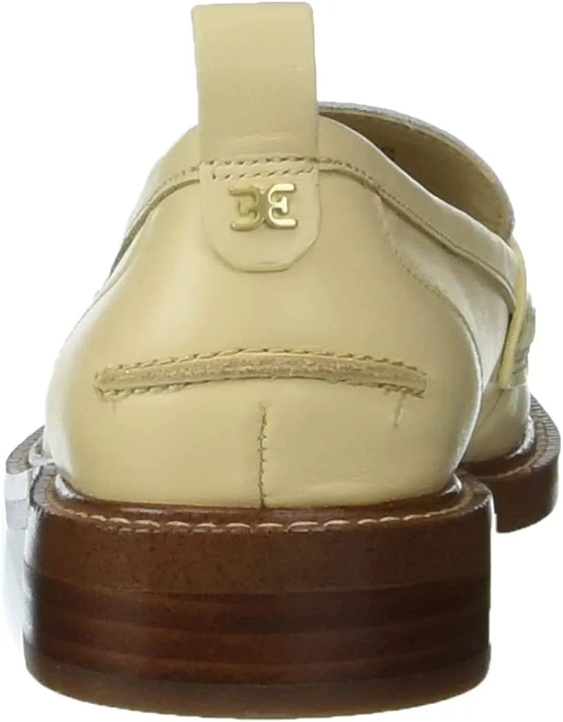 Sam Edelman Caylia Eggshell/Modern Ivory Almond Toe Stacked Heel Slip On Loafers