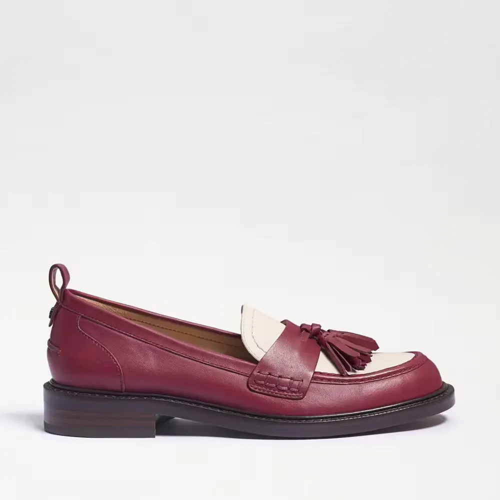 Sam Edelman Caylia Red/Ivory Almond Toe Stacked Heel Slip On Fashion Loafers