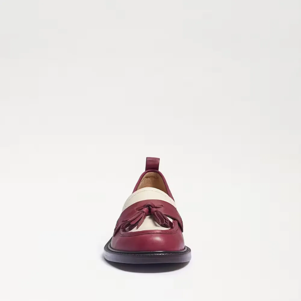 Sam Edelman Caylia Red/Ivory Almond Toe Stacked Heel Slip On Fashion Loafers