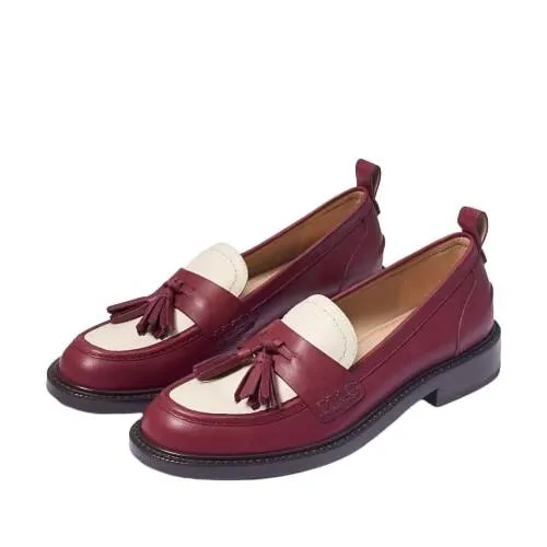 Sam Edelman Caylia Red/Ivory Almond Toe Stacked Heel Slip On Fashion Loafers