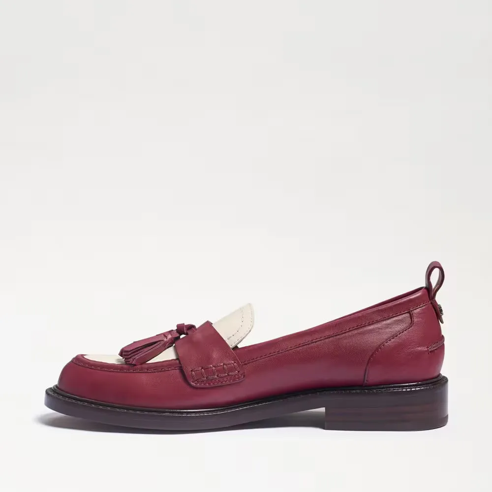 Sam Edelman Caylia Red/Ivory Almond Toe Stacked Heel Slip On Fashion Loafers