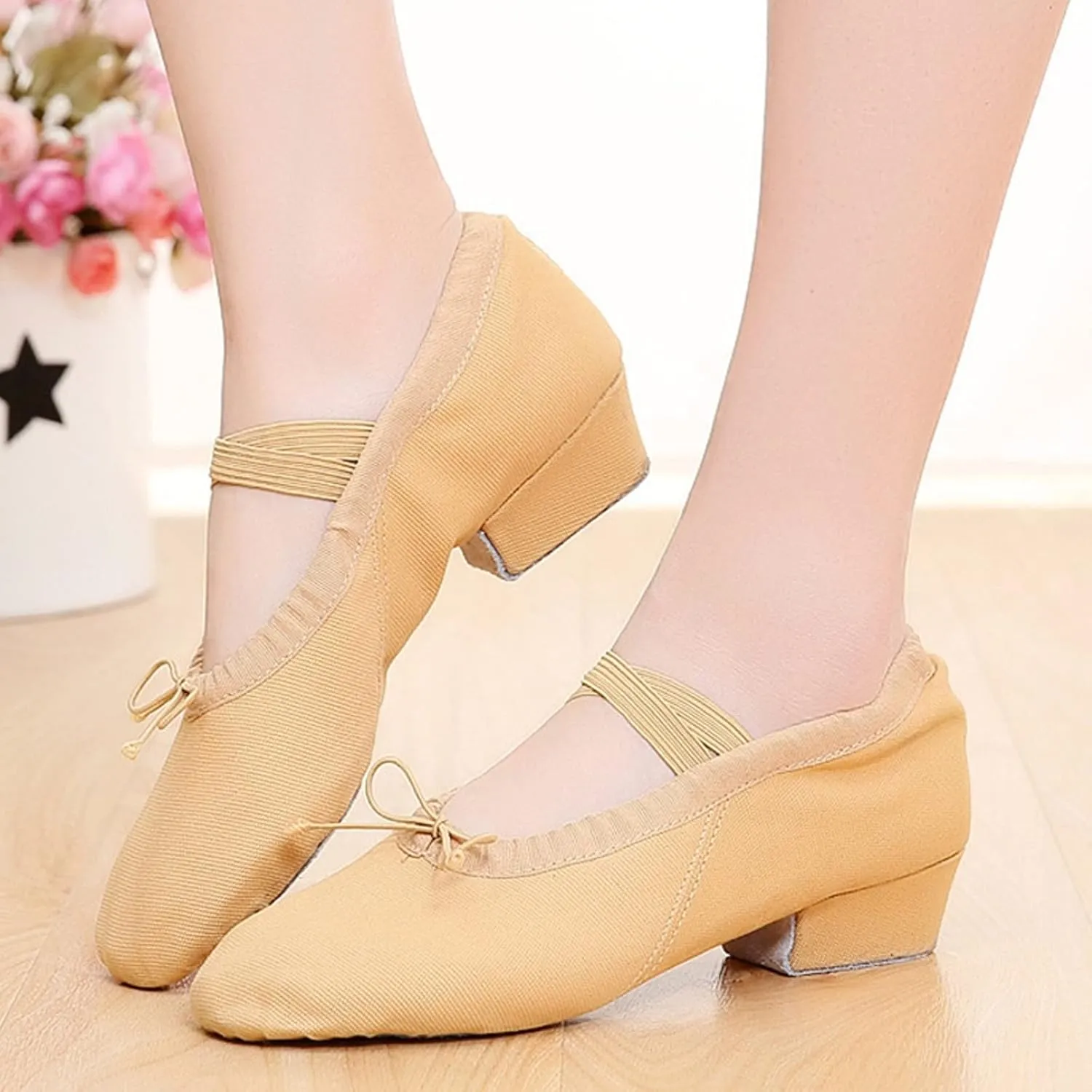 Sandals Women Comfortable Walking Women's Canvas Dance Shoes Soft Soled Training Shoes Ballet Shoes Business Heels Women