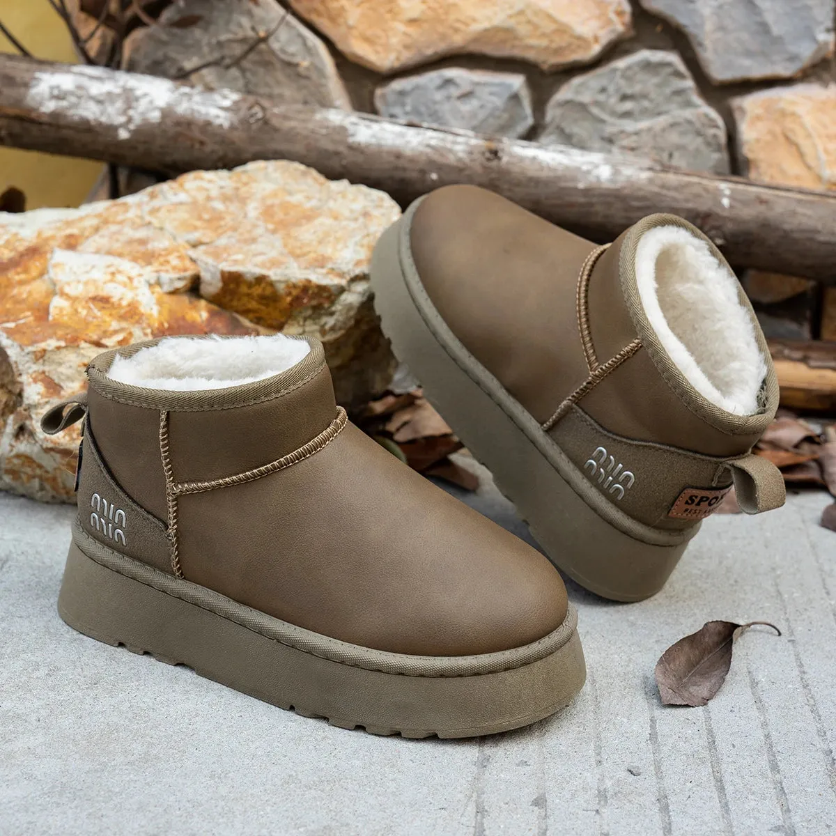 Short Plush Warm Casual Flat Comfortable Chelsea Ankle Snow Boot