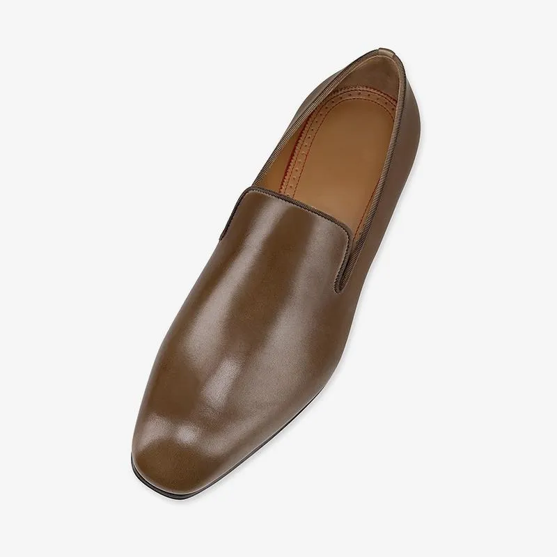 Slip On Brown Loafers Calf Leather