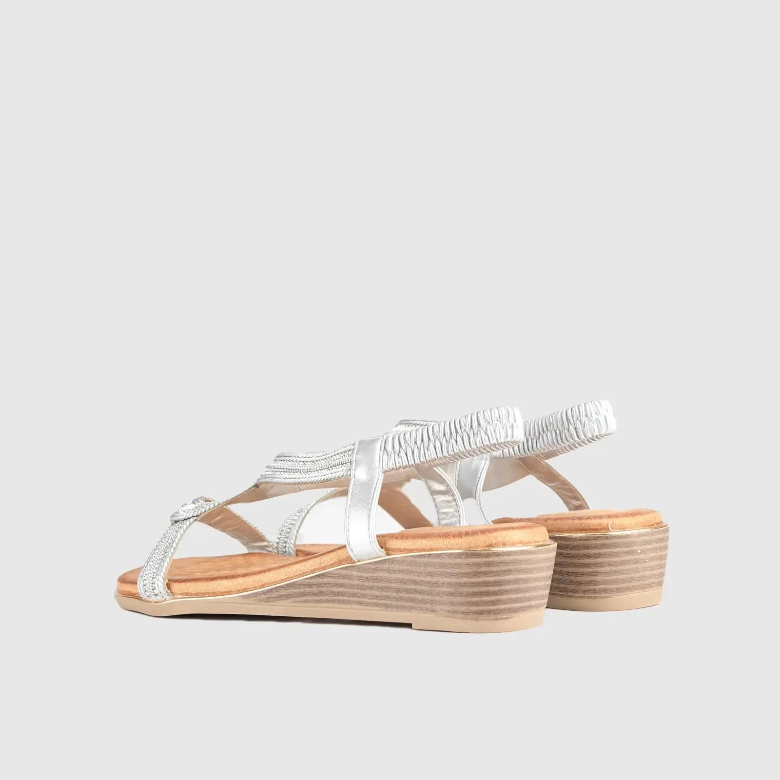 Soft Style Naila Flat Comfort Sandal Silver 01484