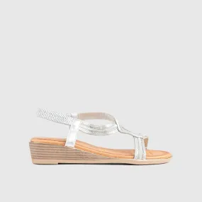 Soft Style Naila Flat Comfort Sandal Silver 01484