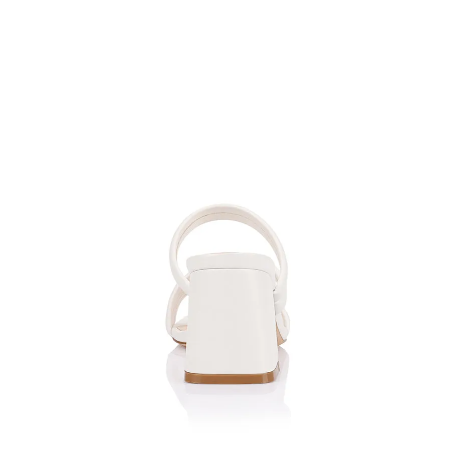 Stallone Block Heel Mules - Chalk White