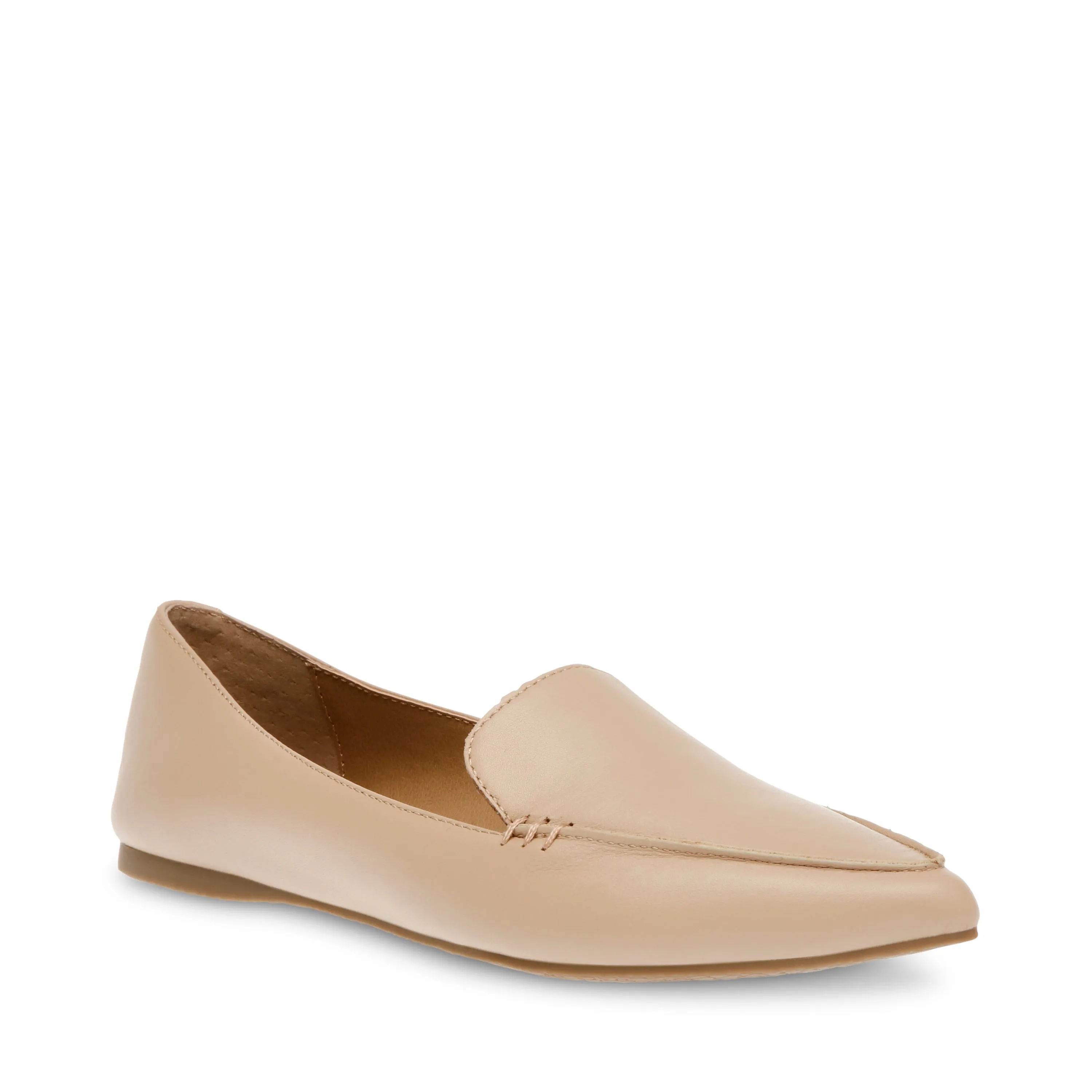 Steve Madden Feather Natural Leather Pointed Toe Slip On Flat Fashion Loafers