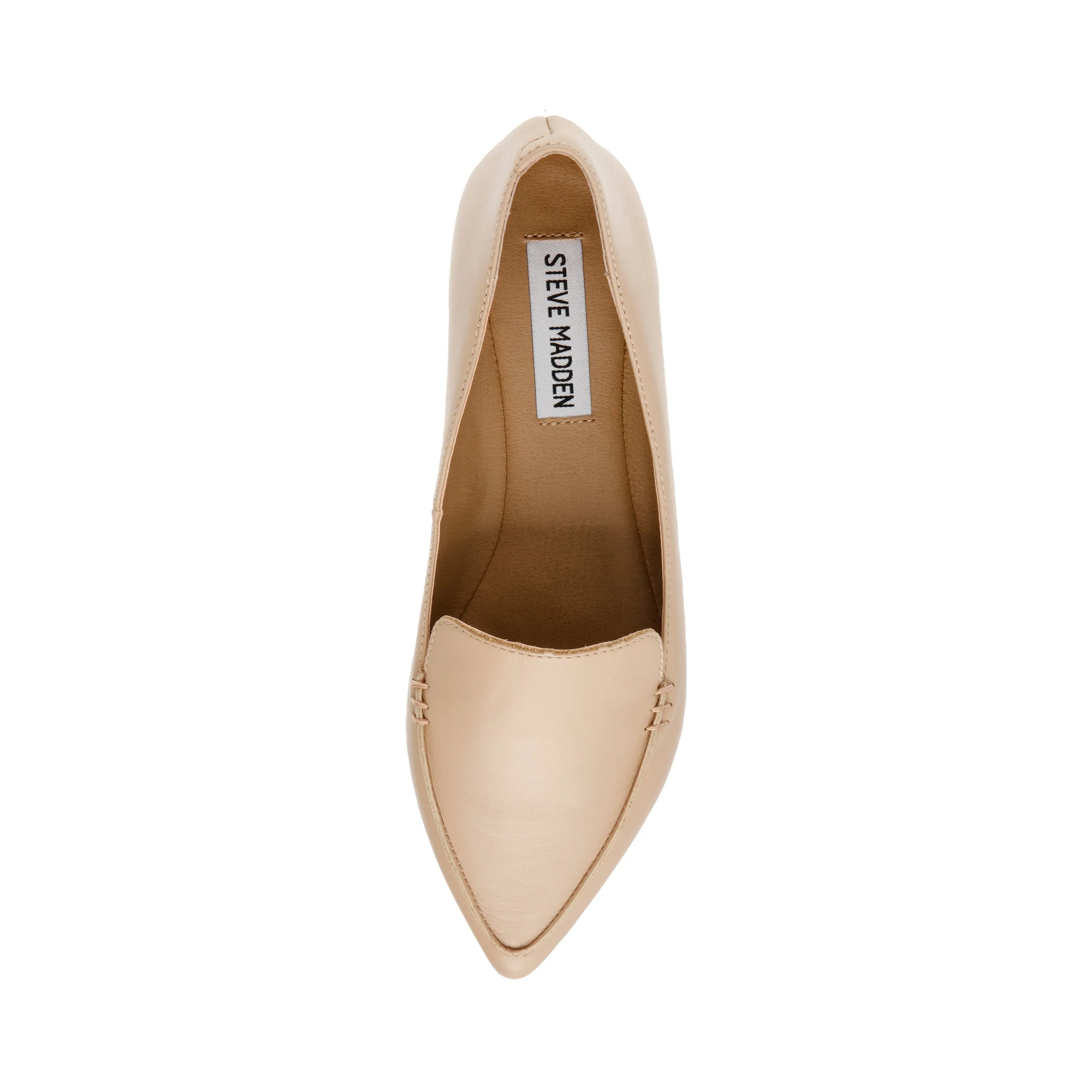 Steve Madden Feather Natural Leather Pointed Toe Slip On Flat Fashion Loafers