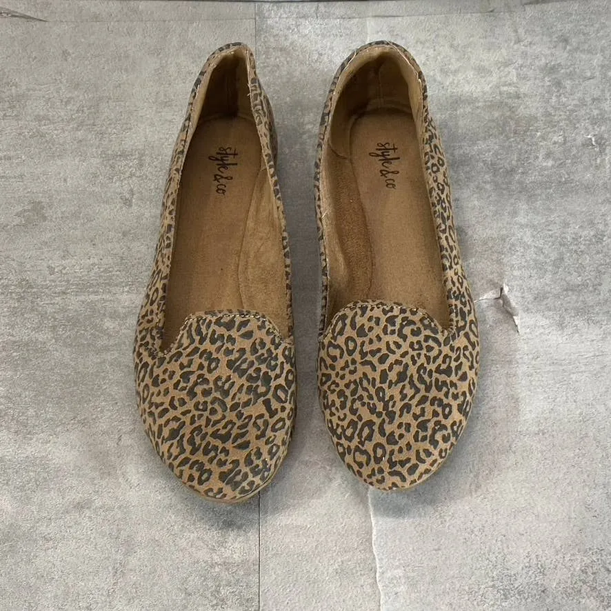 STYLE & CO Women's Mini Leopard Alysonn Round-Toe Slip-On Loafer Flats SZ 6.5
