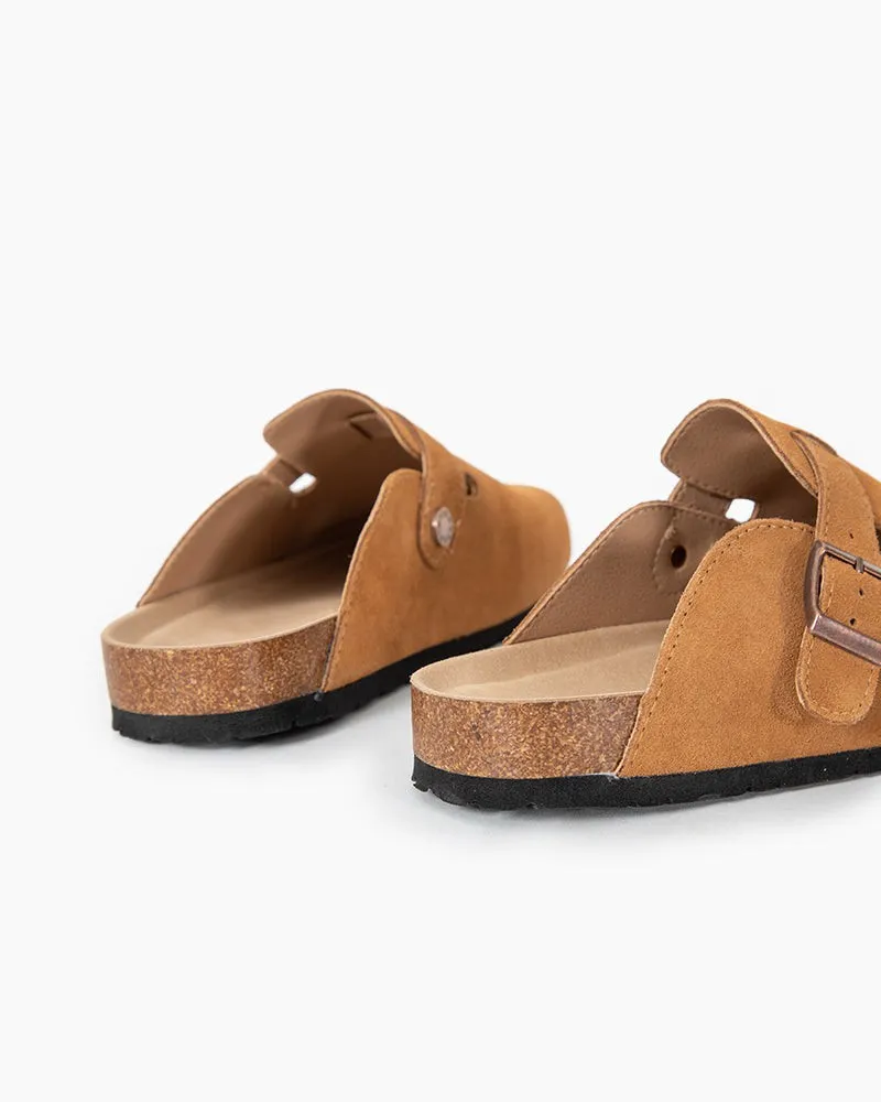 Suede Casual Adjustable Strap Clogs Mules
