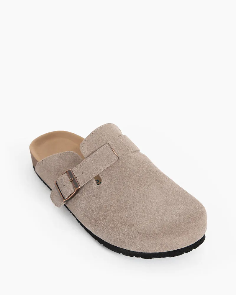 Suede Casual Adjustable Strap Clogs Mules
