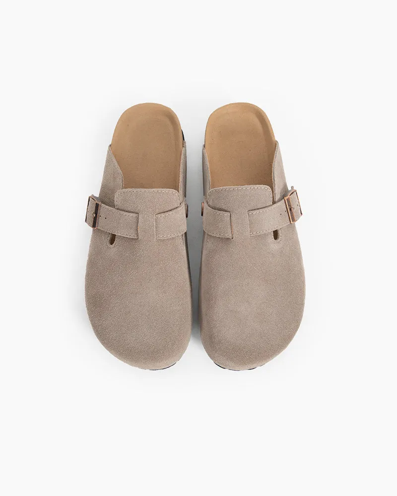 Suede Casual Adjustable Strap Clogs Mules