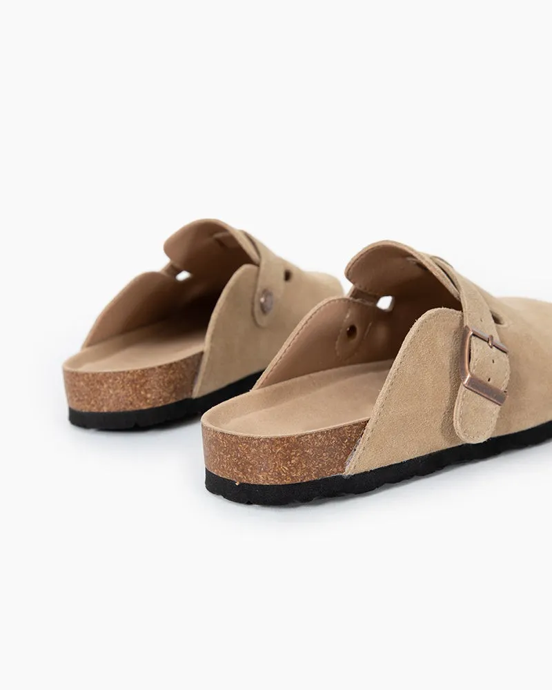 Suede Casual Adjustable Strap Clogs Mules