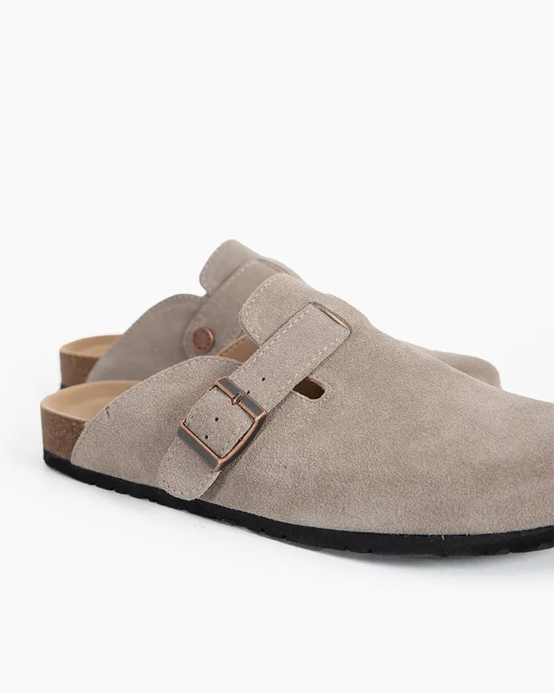 Suede Casual Adjustable Strap Clogs Mules