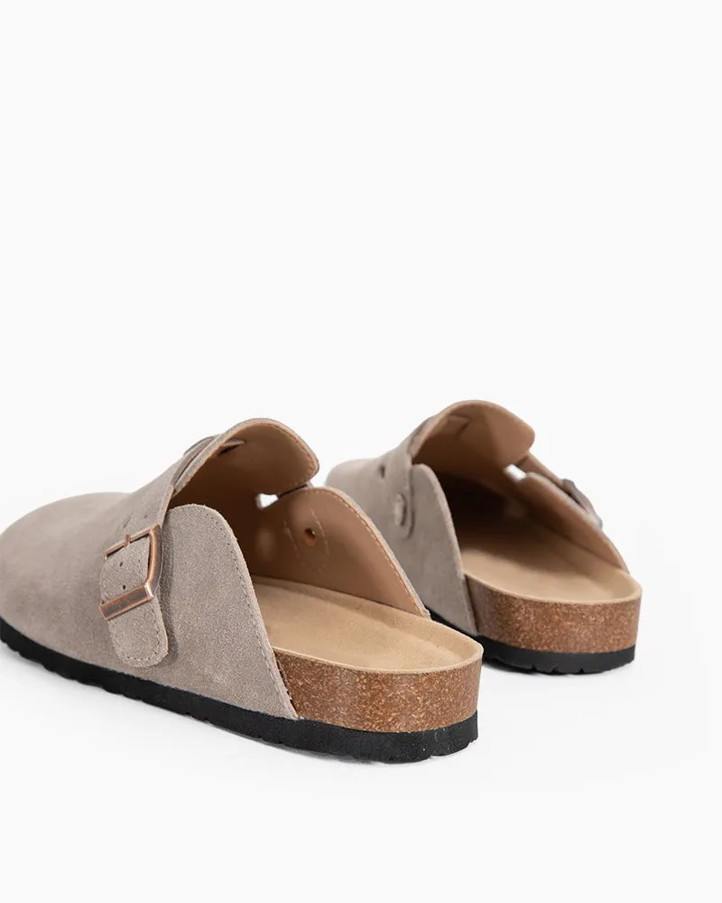 Suede Casual Adjustable Strap Clogs Mules