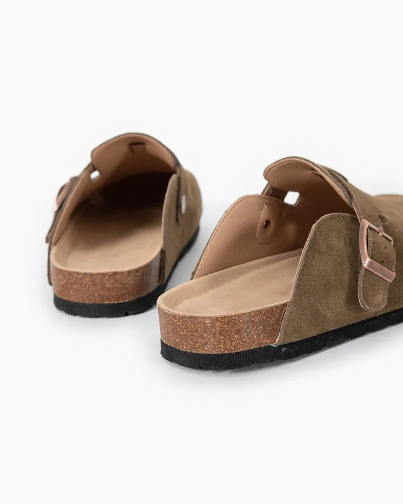 Suede Casual Adjustable Strap Clogs Mules