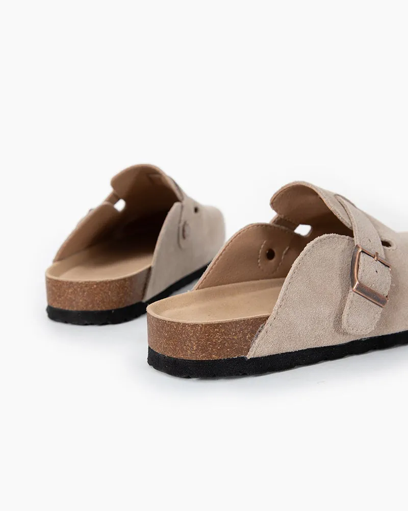 Suede Casual Adjustable Strap Clogs Mules