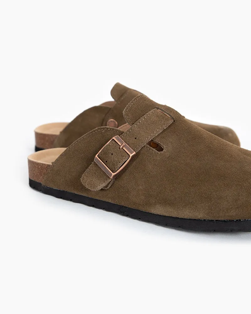Suede Casual Adjustable Strap Clogs Mules