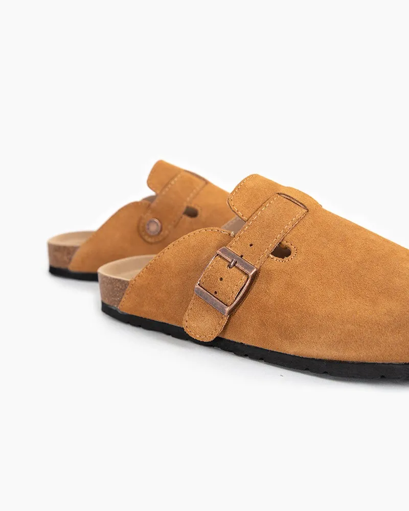 Suede Casual Adjustable Strap Clogs Mules