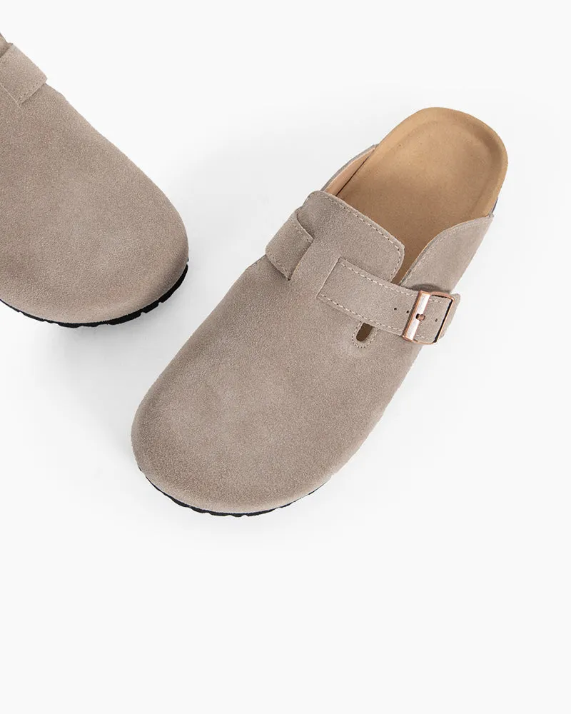Suede Casual Adjustable Strap Clogs Mules