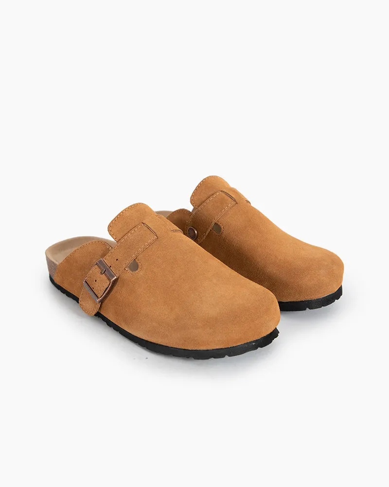 Suede Casual Adjustable Strap Clogs Mules