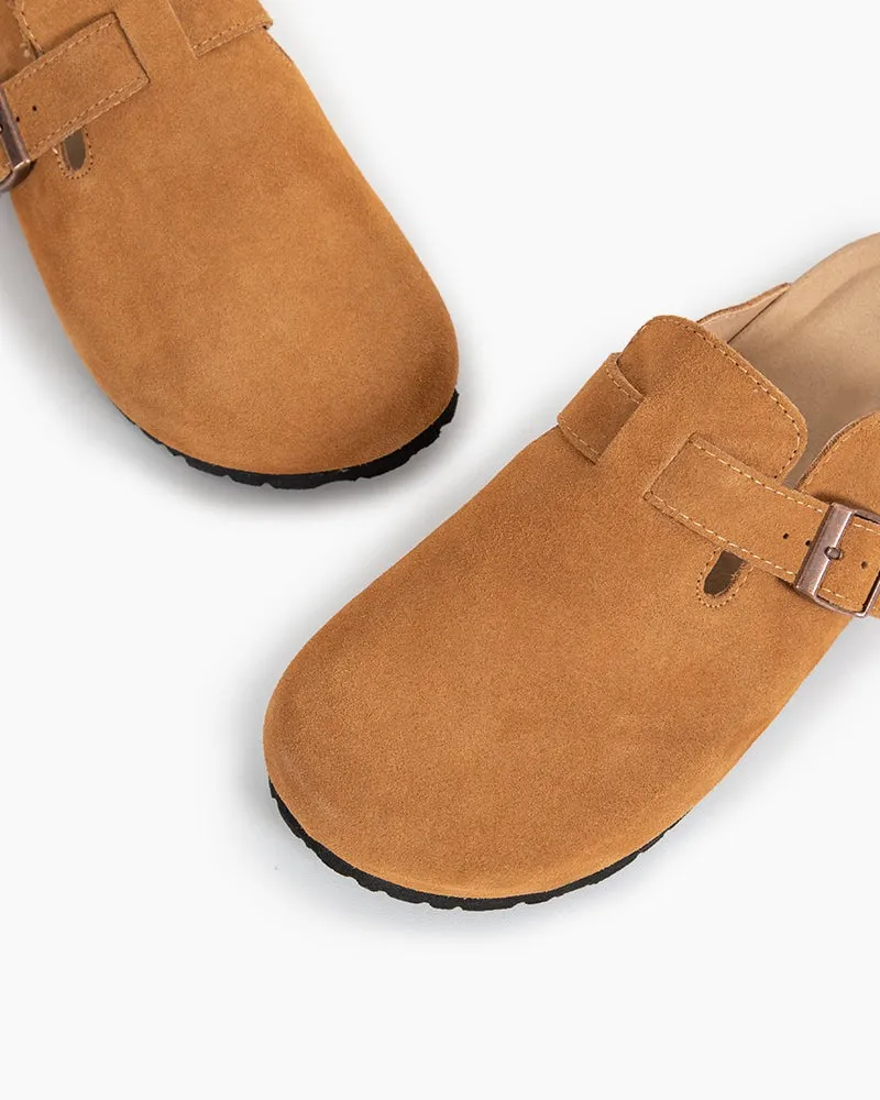 Suede Casual Adjustable Strap Clogs Mules