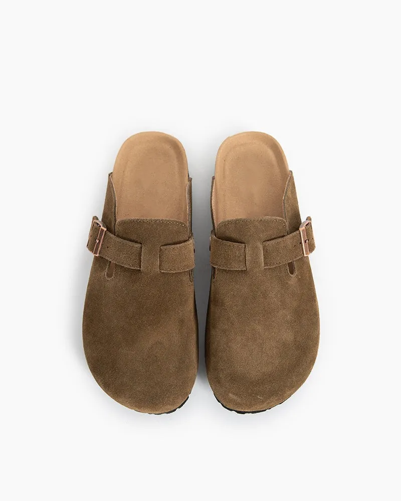Suede Casual Adjustable Strap Clogs Mules