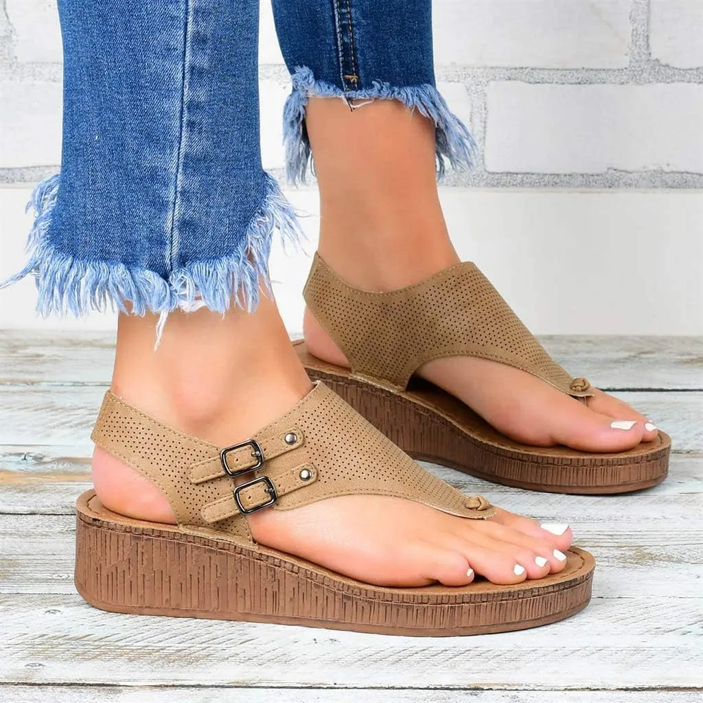 Summer Sandals for Women Low Heel Dressy Sandals Breathable Hollow Open Toe Outdoor Classic Comfortable Shoe