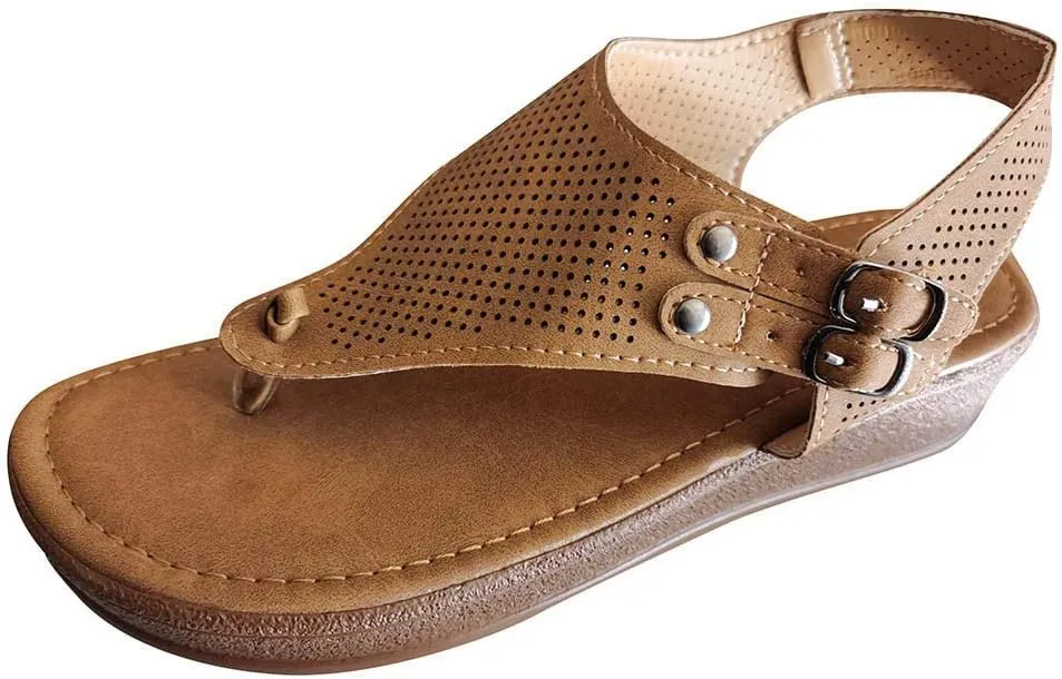 Summer Sandals for Women Low Heel Dressy Sandals Breathable Hollow Open Toe Outdoor Classic Comfortable Shoe