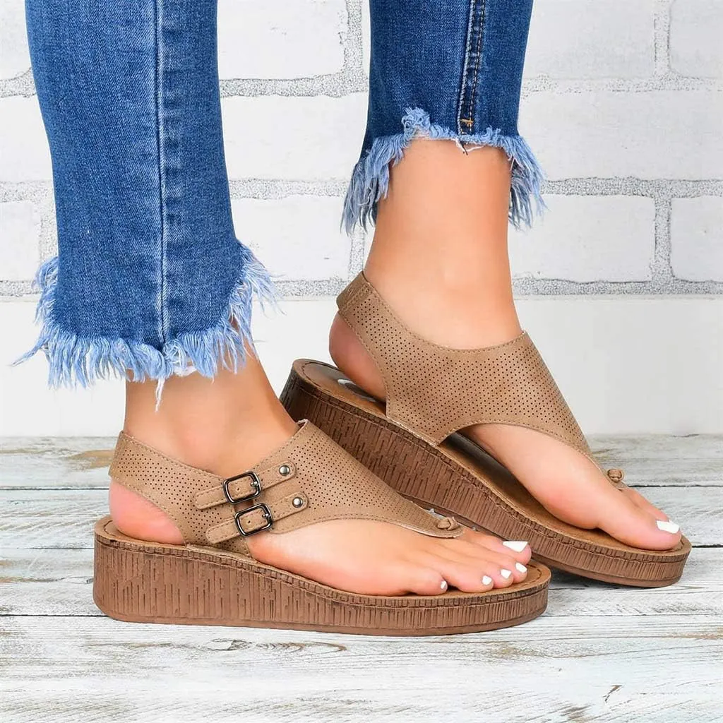 Summer Sandals for Women Low Heel Dressy Sandals Breathable Hollow Open Toe Outdoor Classic Comfortable Shoe
