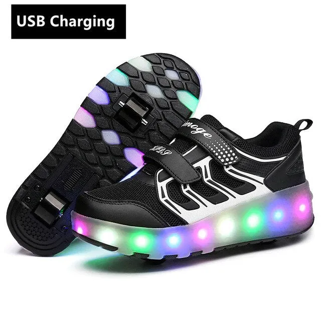 USB Charging Sneakers Led Light Roller Skate Shoes for Children Kids Led Shoes Boys Girls Shoes Light Up Unisex