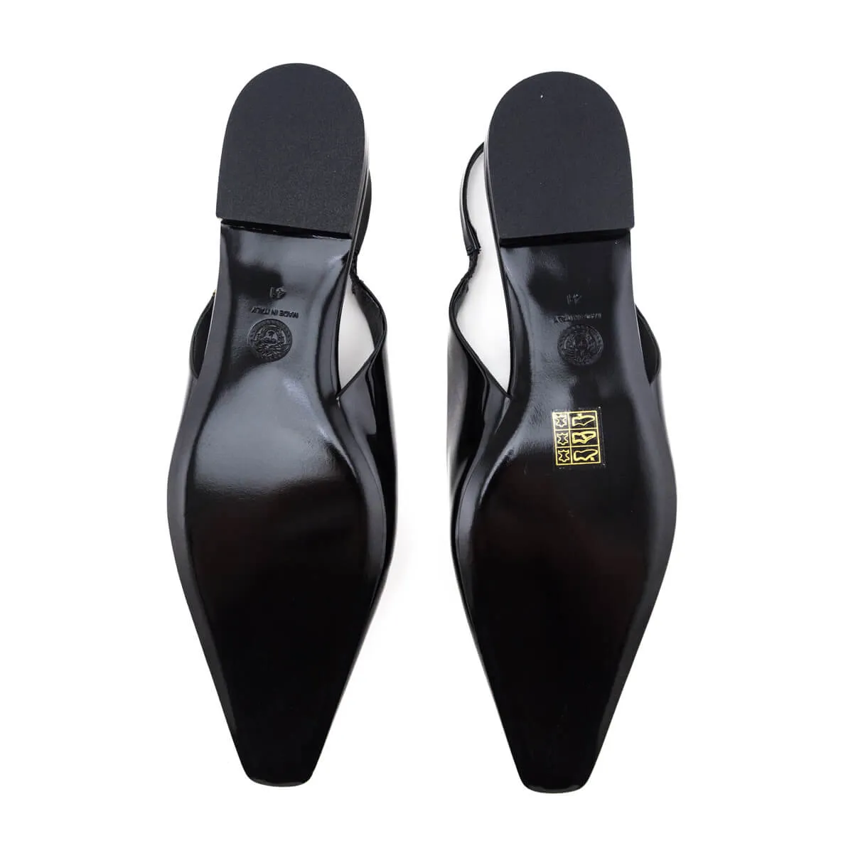 Versace Black Patent Medusa-Plaque Slingback Ballet Flats Size US 11 | IT 41 