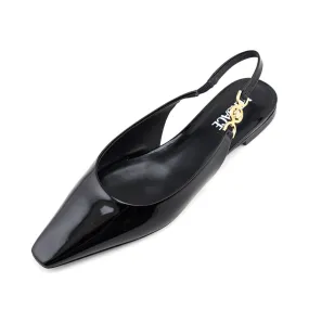 Versace Black Patent Medusa-Plaque Slingback Ballet Flats Size US 11 | IT 41 