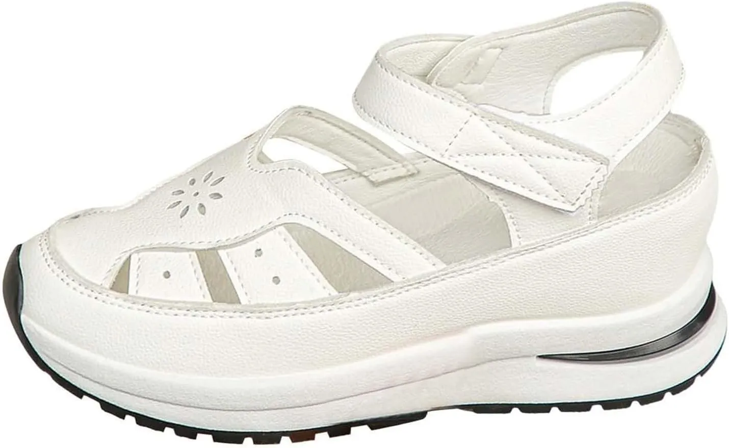 Wedge Platform Orthopedic Sandals for Women Breathable Leather Hollow Out Closed Toe Sport Shoes Walking Sandals
