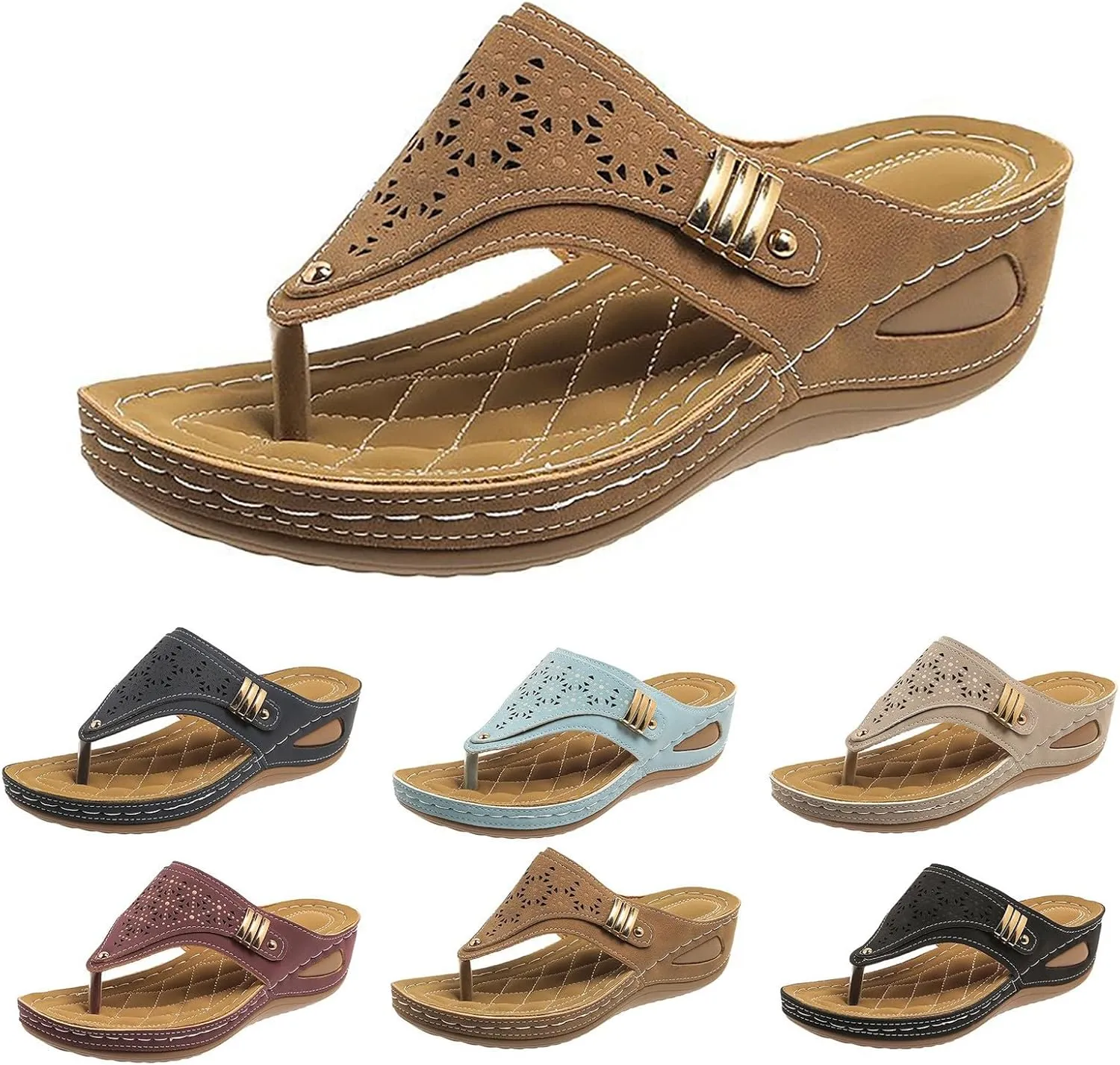 Womens Sandals Dressy Arch Support Wedge Slides For Woman Soft Cushion Flip Flops Women Casual Indoor Slippers