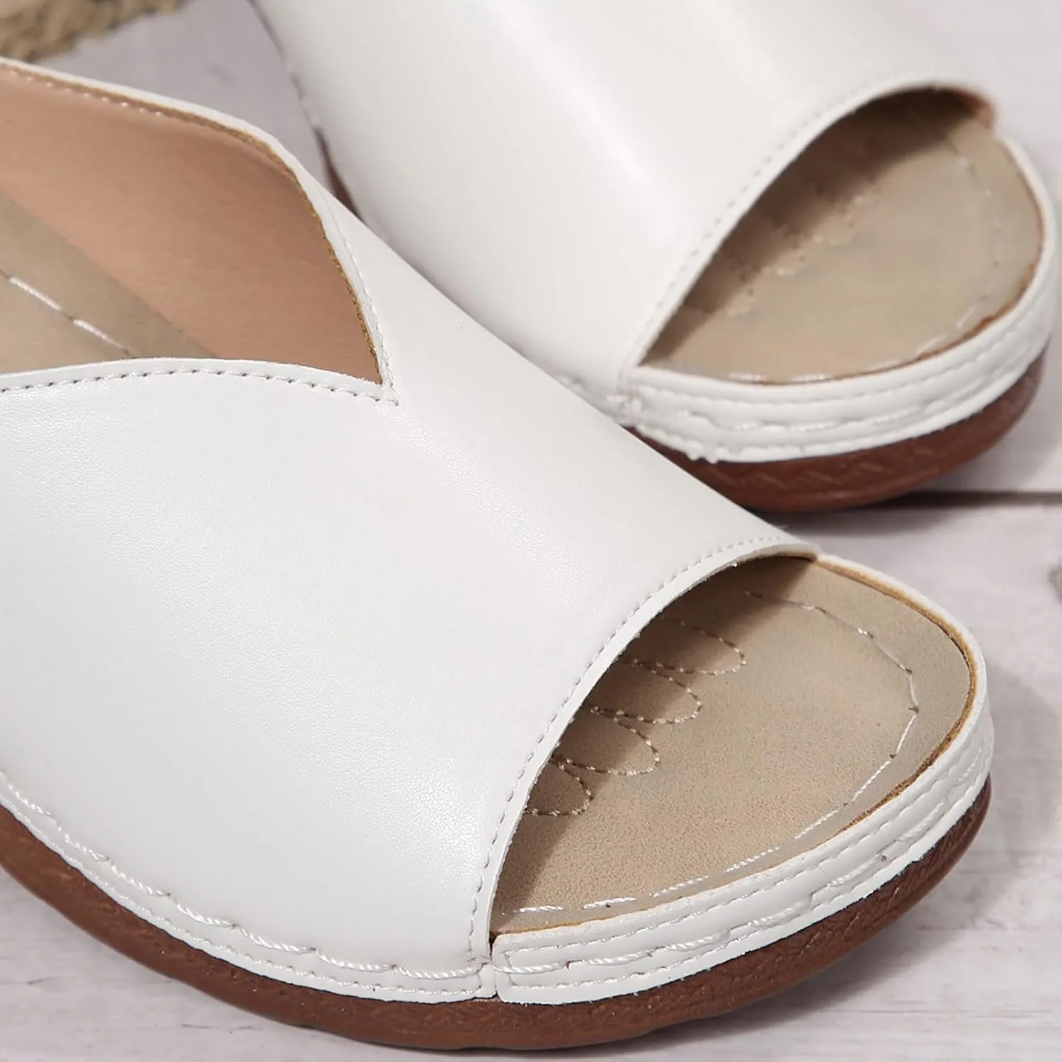 Women's Summer Square High Heel Open Toe Slip On Sandals Breathable Comfortable Casual Yoga Walking Shoes