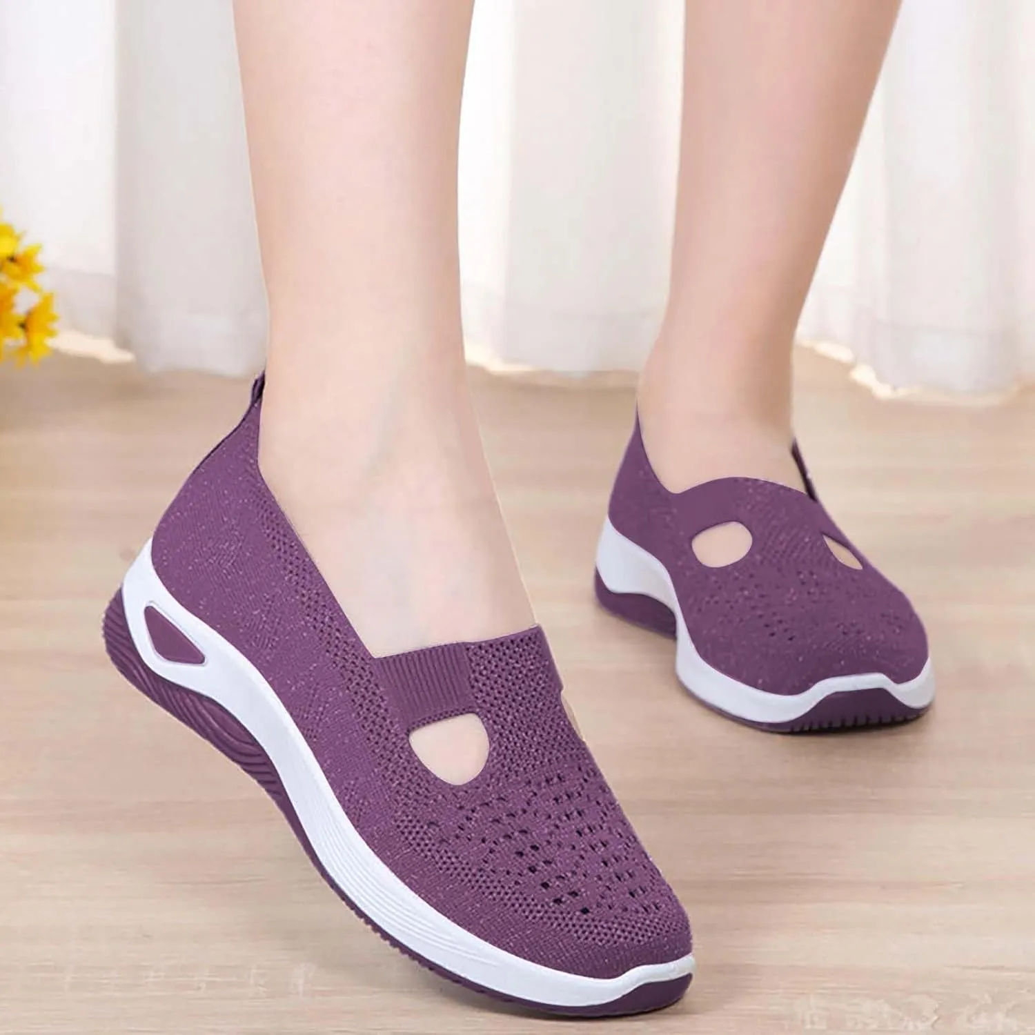 Women's Woven Orthopedic Breathable Soft Shoes Mens Running Shoes Jogging Women Shoes Casual Walking Sneakers Platform Tennis Shoe White Loafers