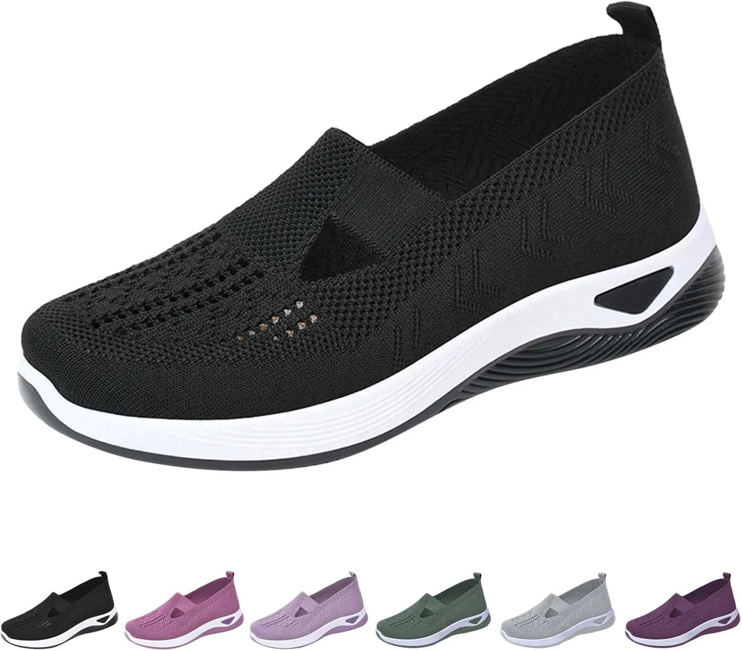 Women's Woven Orthopedic Breathable Soft Shoes Tennis Shoes Womens Comfortable White Casual Shoes Slip On Sneakers White Tennis Shoe Cross Trainer Shoe