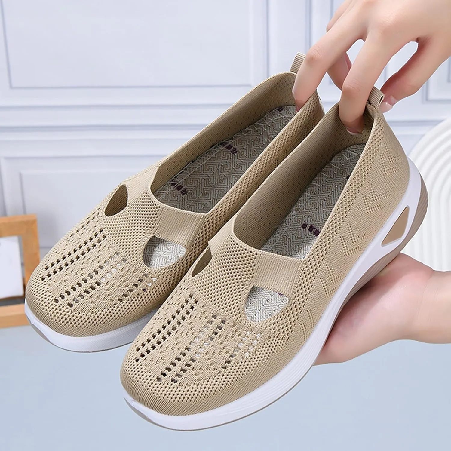 Women's Woven Orthopedic Breathable Soft Shoes Tennis Shoes Womens Dressy Women's Casual Shoes Slip On Sneakers Platform Tennis Shoe Trainers Shoe