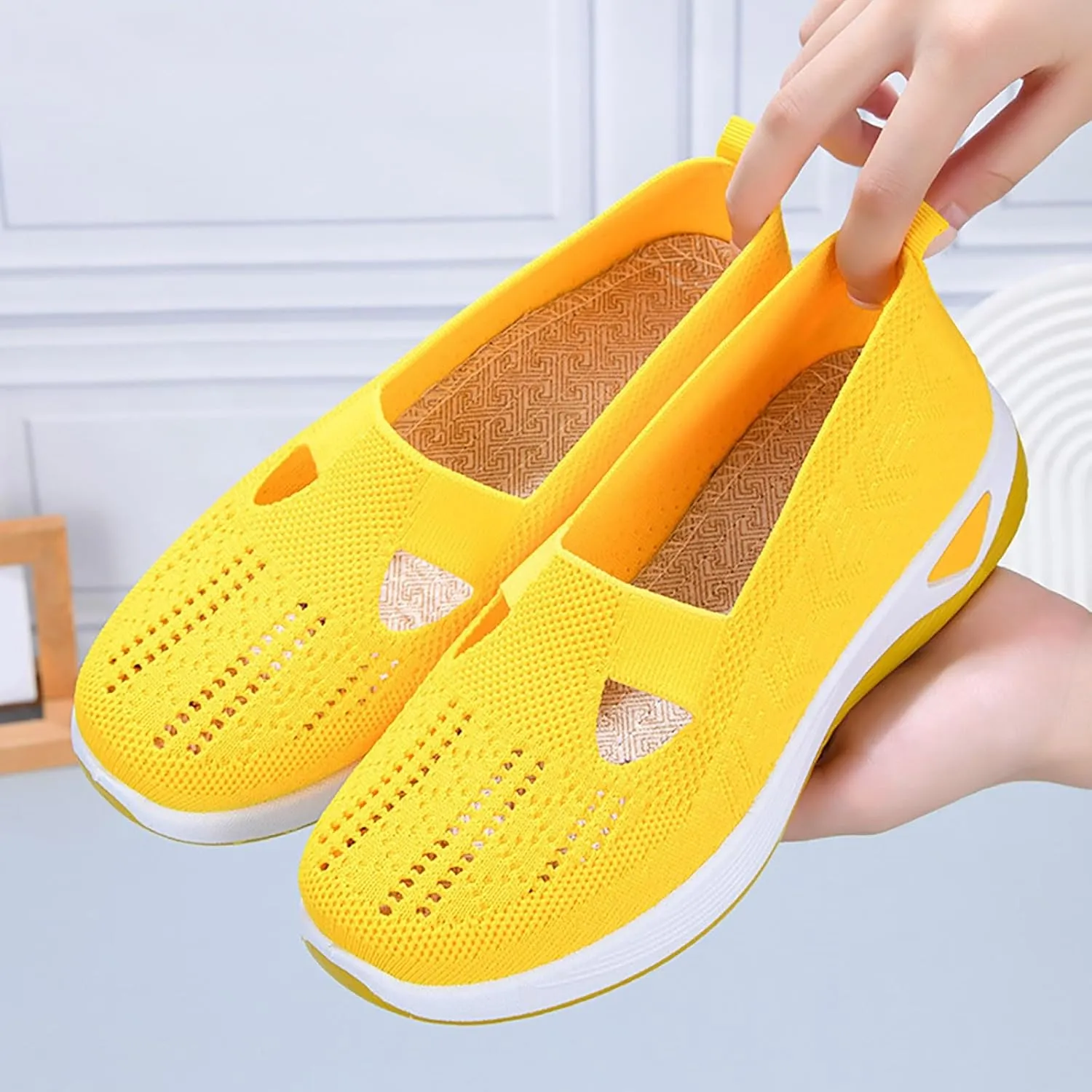 Women's Woven Orthopedic Breathable Soft Shoes Tennis Shoes Womens Dressy Women's Casual Shoes Slip On Sneakers Platform Tennis Shoe Trainers Shoe