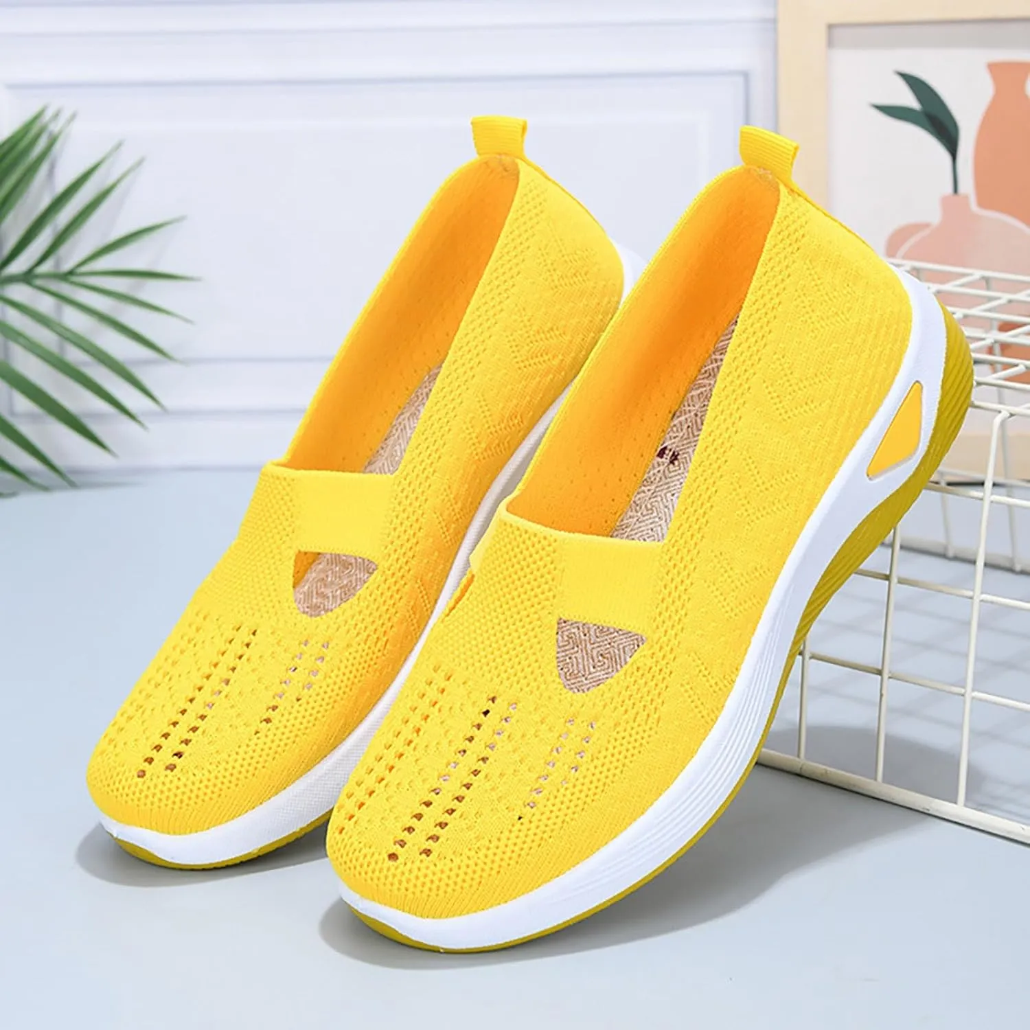 Women's Woven Orthopedic Breathable Soft Shoes Tennis Shoes Womens Dressy Women's Casual Shoes Slip On Sneakers Platform Tennis Shoe Trainers Shoe